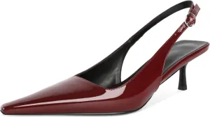 Soireelady Womens Pointed Toe Slingback Heels Kitten Low Heel Pumps Party Dress Shoes 2 Inch