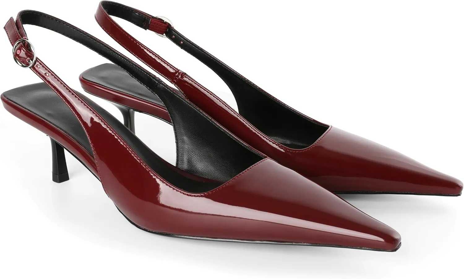 Soireelady Womens Pointed Toe Slingback Heels Kitten Low Heel Pumps Party Dress Shoes 2 Inch