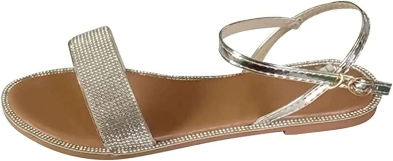 Summer Sandals For Women,Women Strappy Flat Sadals Flat Dressy Flip-Flops Clip Toe T-Strap Gladiator Thong Beach Sandals