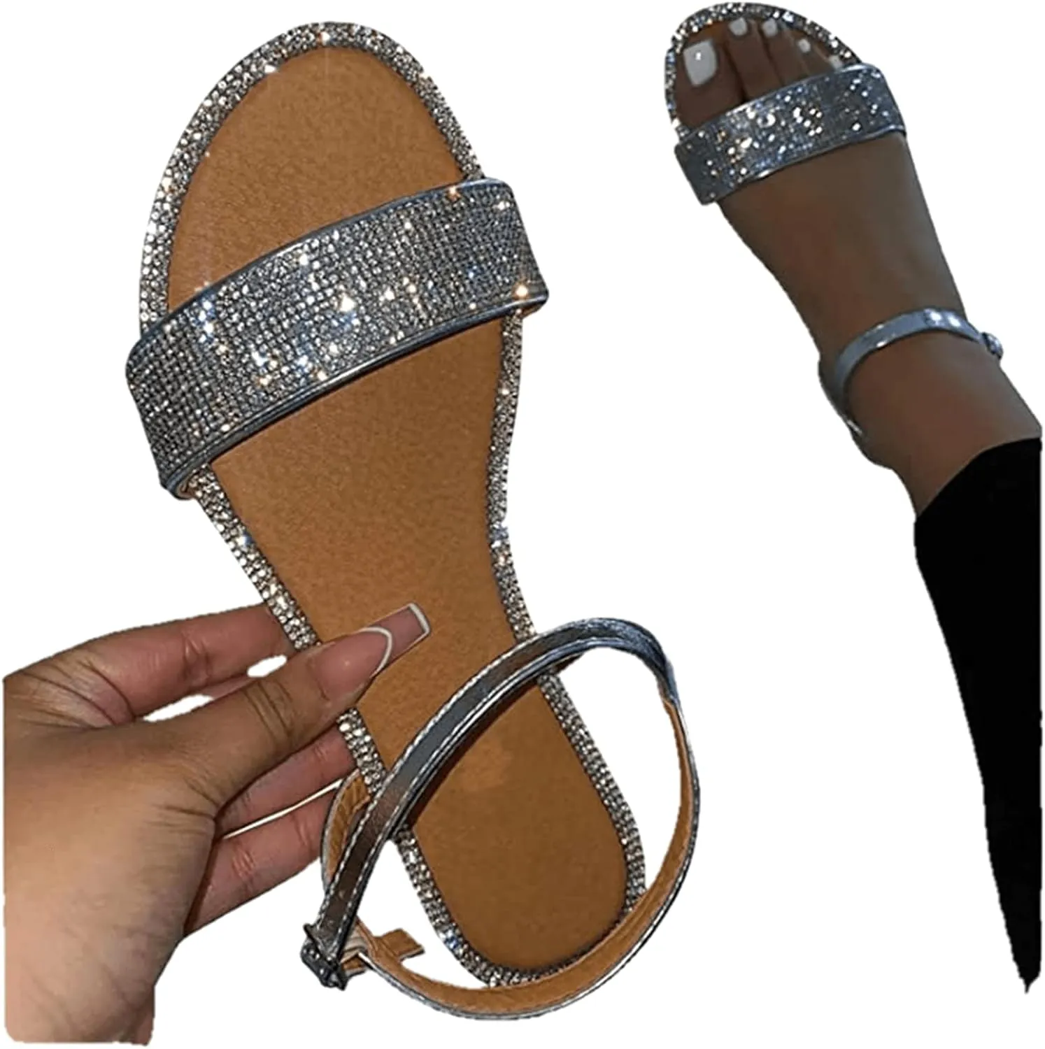 Summer Sandals For Women,Women Strappy Flat Sadals Flat Dressy Flip-Flops Clip Toe T-Strap Gladiator Thong Beach Sandals