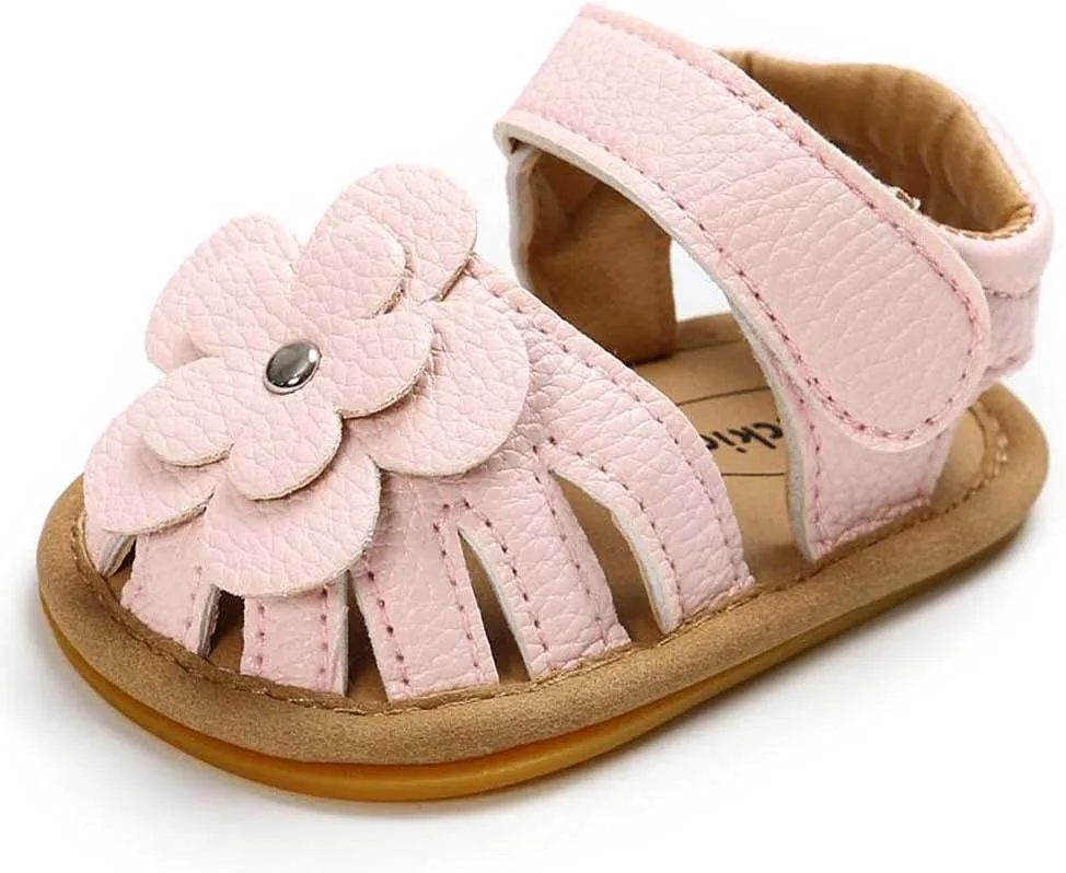 Toddler Baby Rubber Shoes Boys Soft Flat Sole Flower Decorate Girls Non-Slip Sandals Baby Shoes