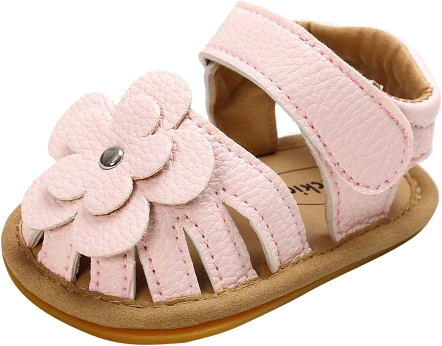 Toddler Baby Rubber Shoes Boys Soft Flat Sole Flower Decorate Girls Non-Slip Sandals Baby Shoes