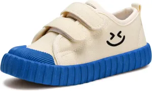 Toddler Boys Girls Slip On Canvas Sneakers Cartoon Dinasour Printed Little Kid Unisex Adjustable Strap Walking Shoes Lazy Shoes with Hook and Loops