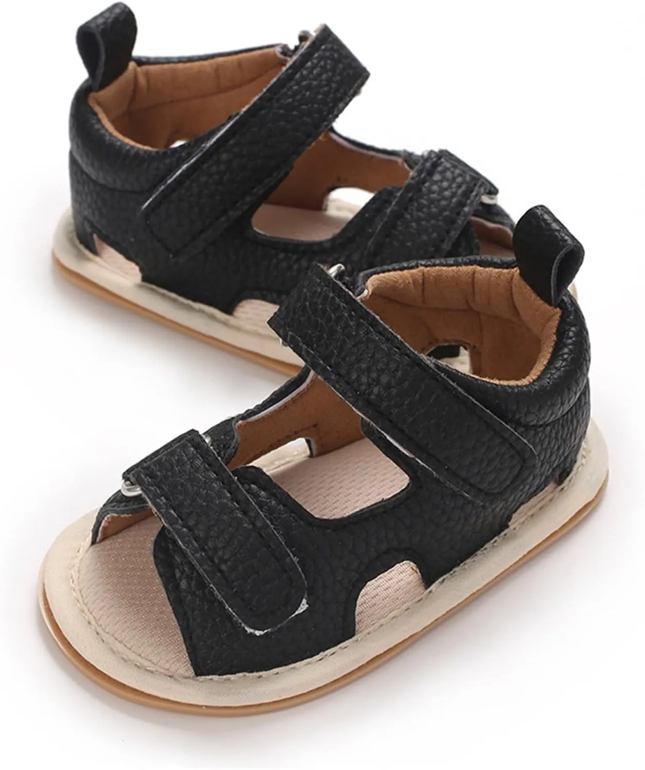 Toddler Kids Flat Gldiator Wide Sandals Slip On Ankle Summer Shoes Baby Boys Girls Rubber Sole Leather Soft Sandals