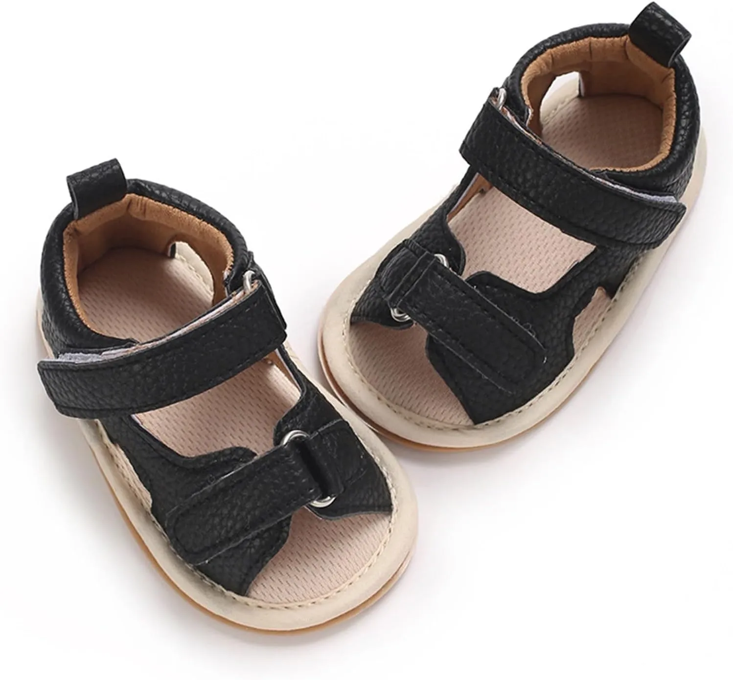 Toddler Kids Flat Gldiator Wide Sandals Slip On Ankle Summer Shoes Baby Boys Girls Rubber Sole Leather Soft Sandals