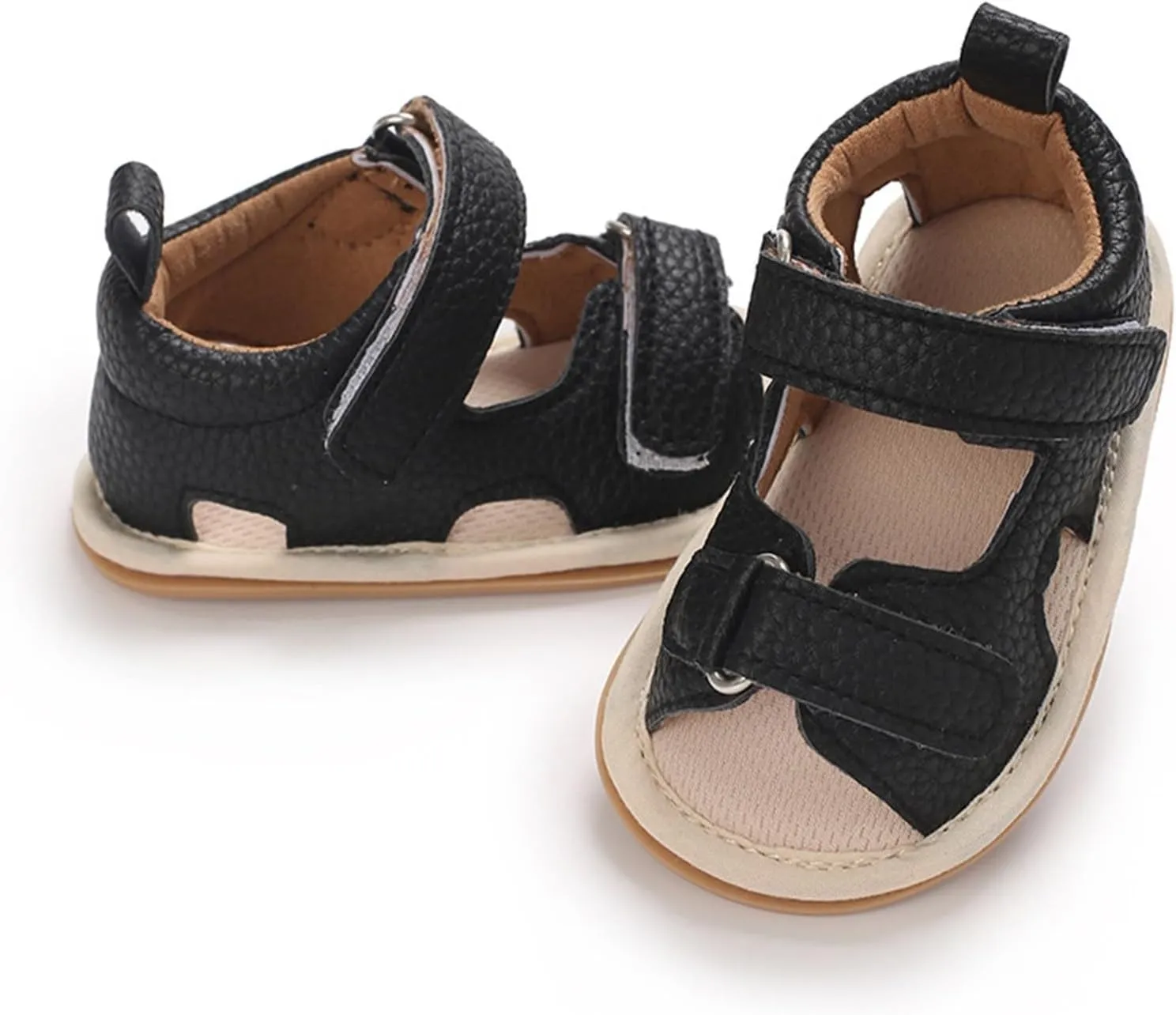 Toddler Kids Flat Gldiator Wide Sandals Slip On Ankle Summer Shoes Baby Boys Girls Rubber Sole Leather Soft Sandals