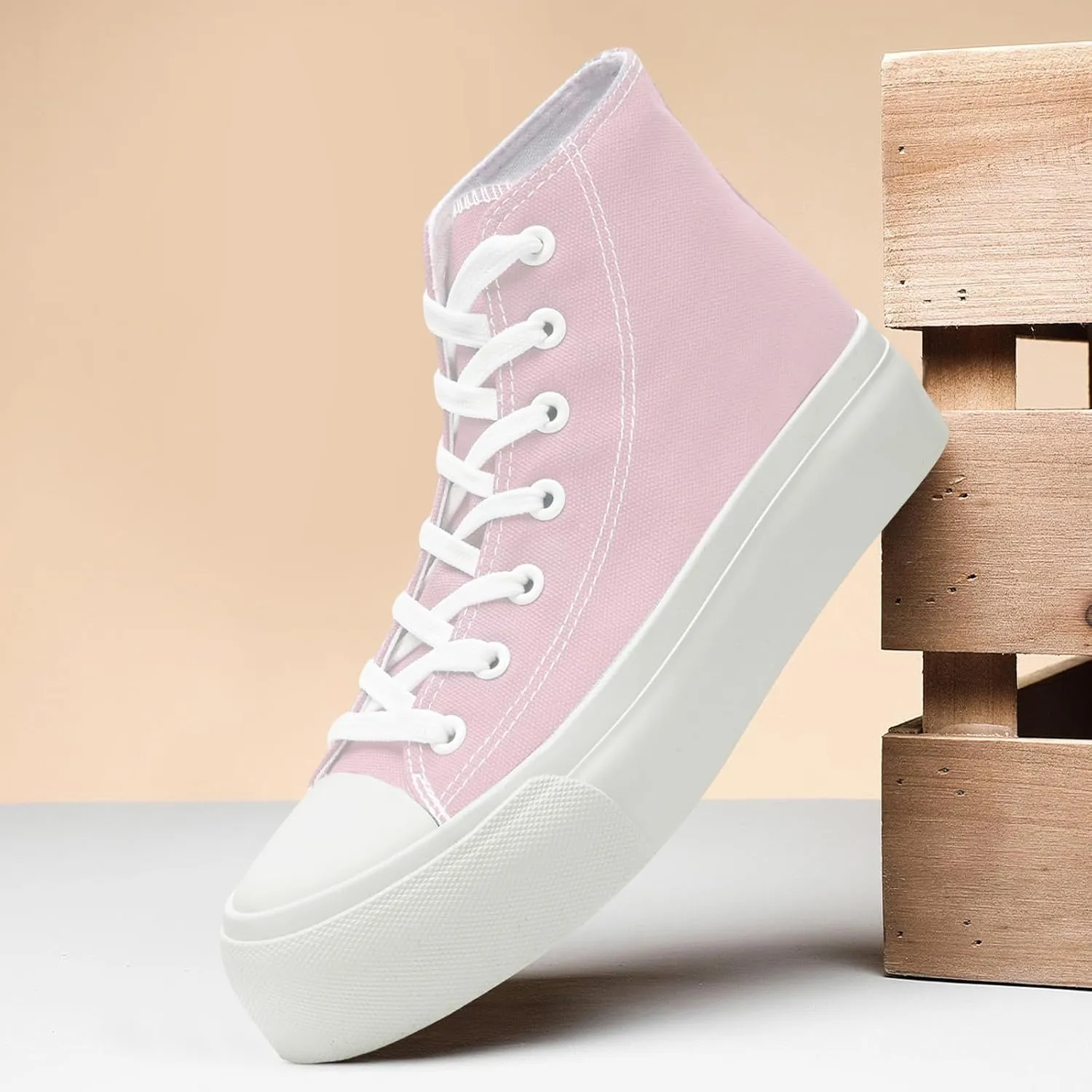 Unisex High Top Platform Sneakers Womens Mens Canvas Classic Shoes Casual Tennis Comfortable Fashion Sneakers Lace-Up