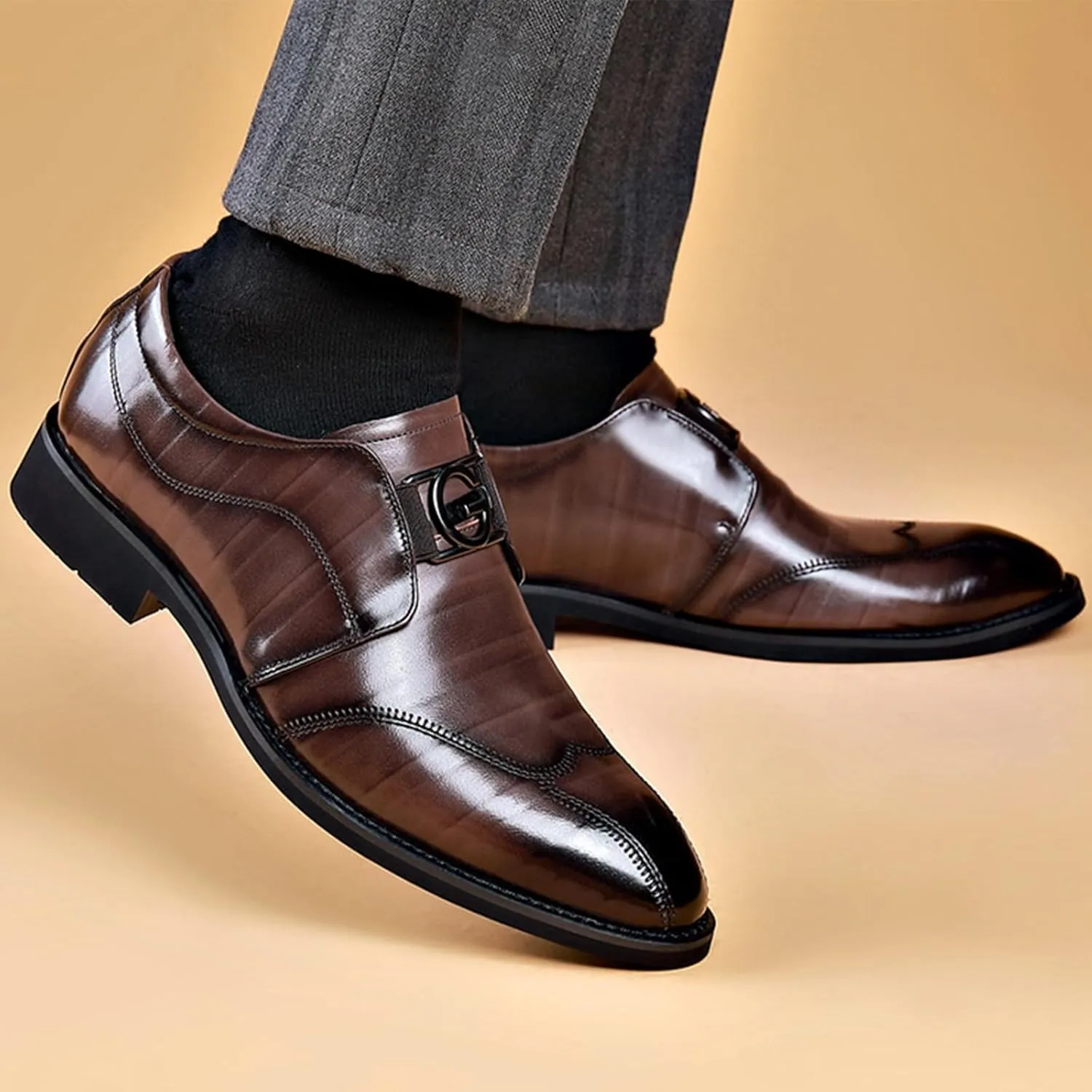 UOQAPRE Men's Oxfords Formal Dress Shoes Classic Oxford Dress Shoes Formal Business Full Leather Shoes for Men
