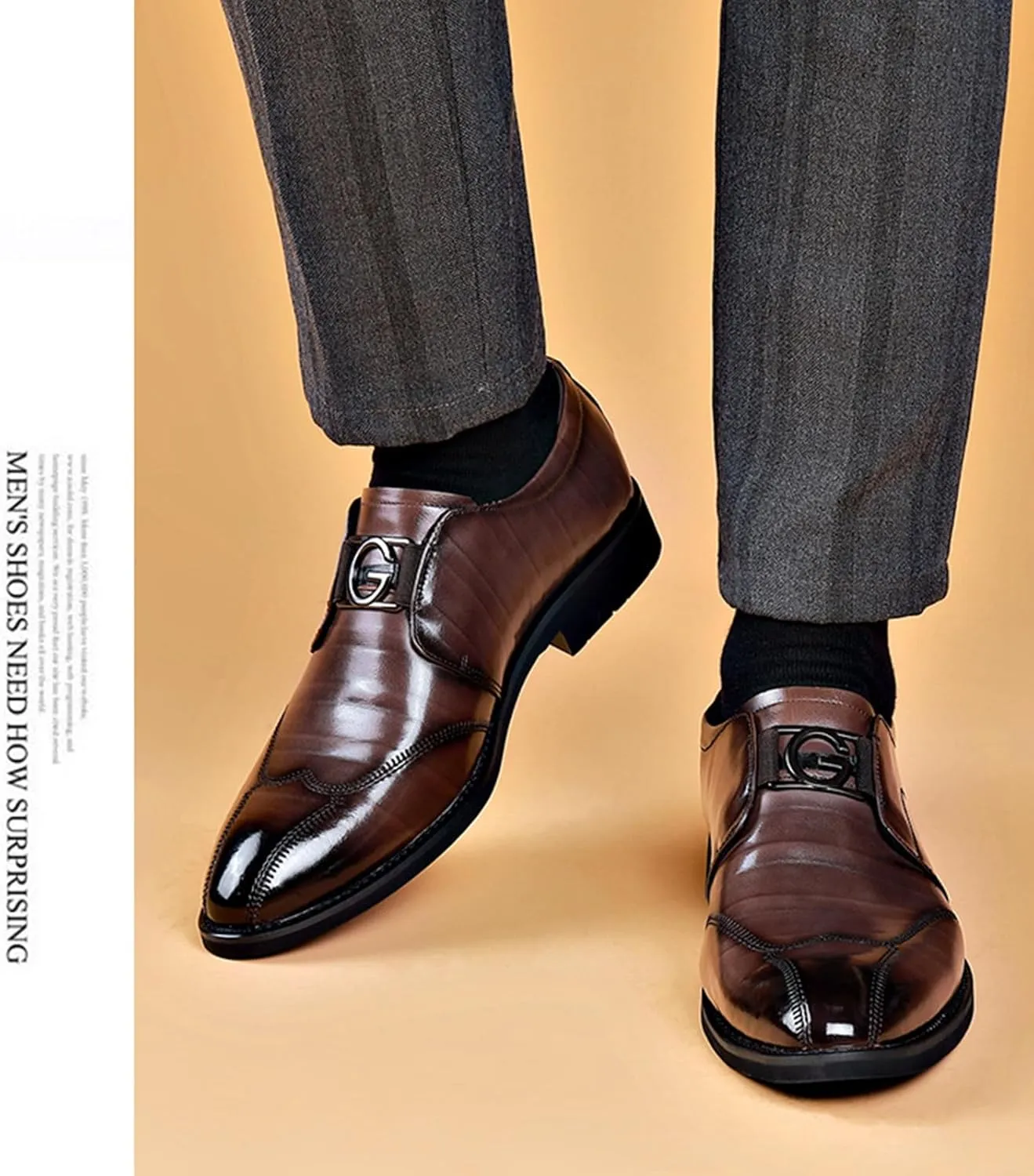 UOQAPRE Men's Oxfords Formal Dress Shoes Classic Oxford Dress Shoes Formal Business Full Leather Shoes for Men