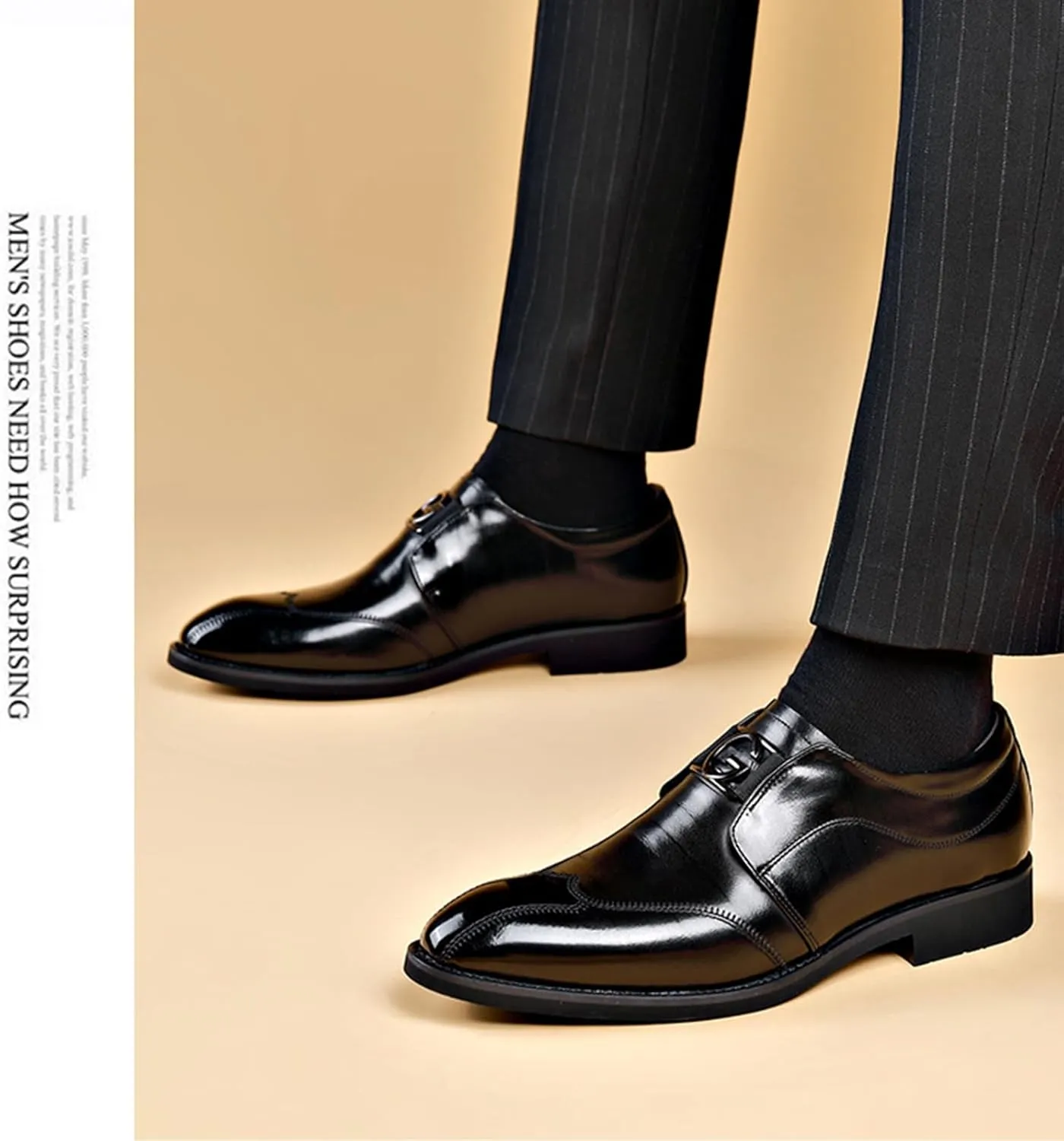 UOQAPRE Men's Oxfords Formal Dress Shoes Classic Oxford Dress Shoes Formal Business Full Leather Shoes for Men