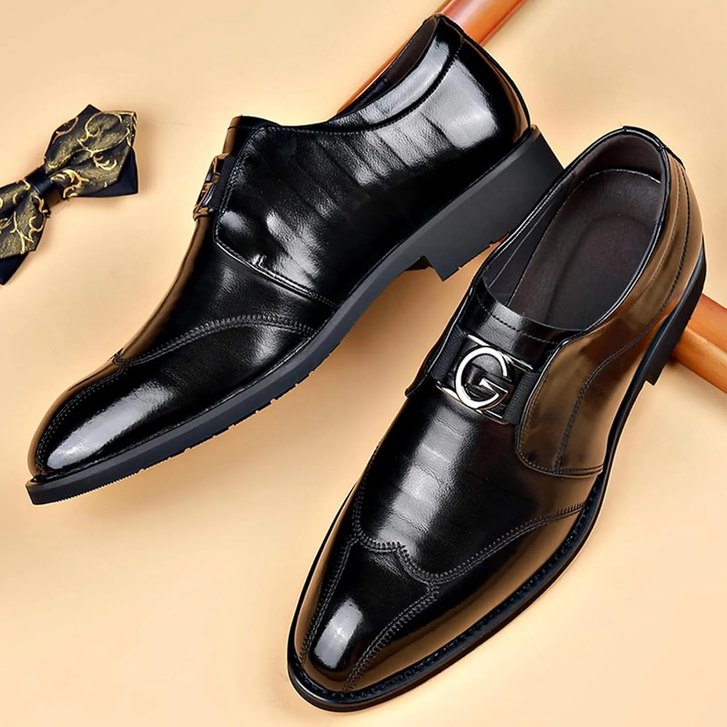 UOQAPRE Men's Oxfords Formal Dress Shoes Classic Oxford Dress Shoes Formal Business Full Leather Shoes for Men