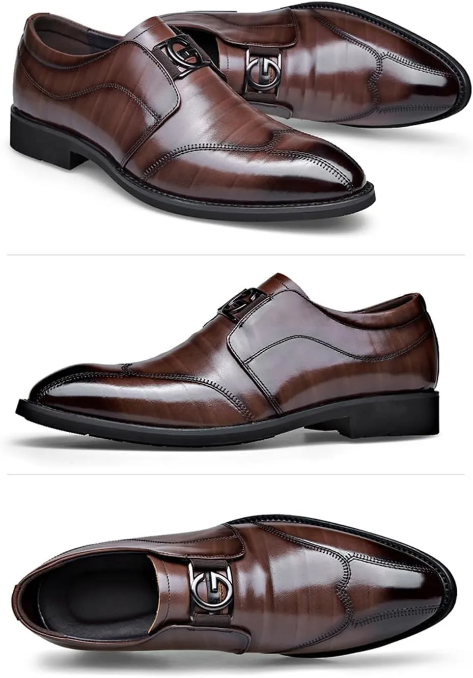 UOQAPRE Men's Oxfords Formal Dress Shoes Classic Oxford Dress Shoes Formal Business Full Leather Shoes for Men