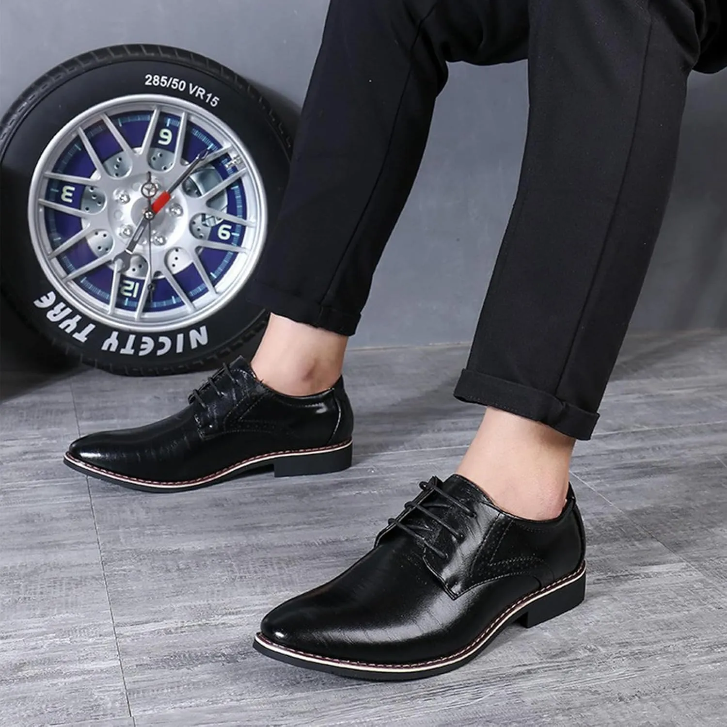UOQAPRE Men's Oxfords Formal Dress Shoes Classic Oxford Dress Shoes Formal Business Full Leather Shoes for Men