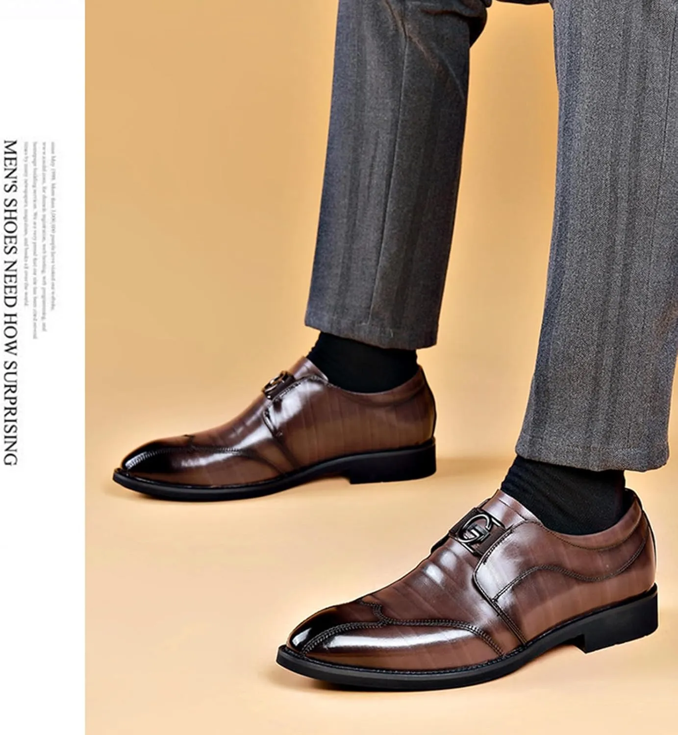 UOQAPRE Men's Oxfords Formal Dress Shoes Classic Oxford Dress Shoes Formal Business Full Leather Shoes for Men
