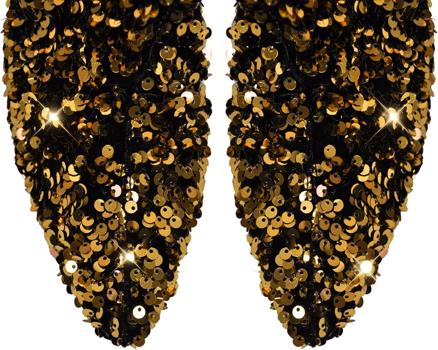 VERISSON Closed Point Toe Slouchy Thigh Boots Sparkly Sequins Stiletto Heeled Booties