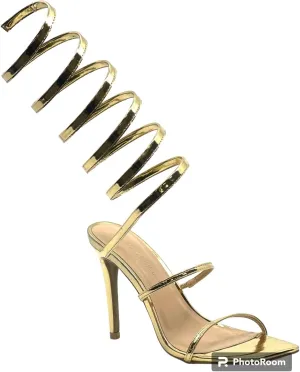 Wild Diva Women's Spiral Ankle Wrap Strap High Heel Sandals