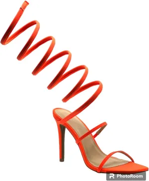 Wild Diva Women's Spiral Ankle Wrap Strap High Heel Sandals