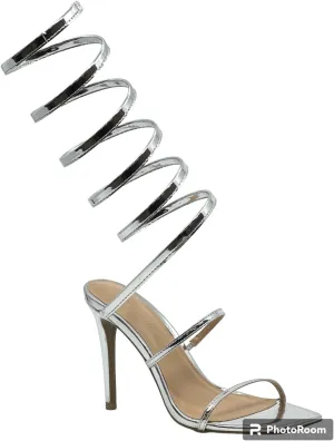 Wild Diva Women's Spiral Ankle Wrap Strap High Heel Sandals