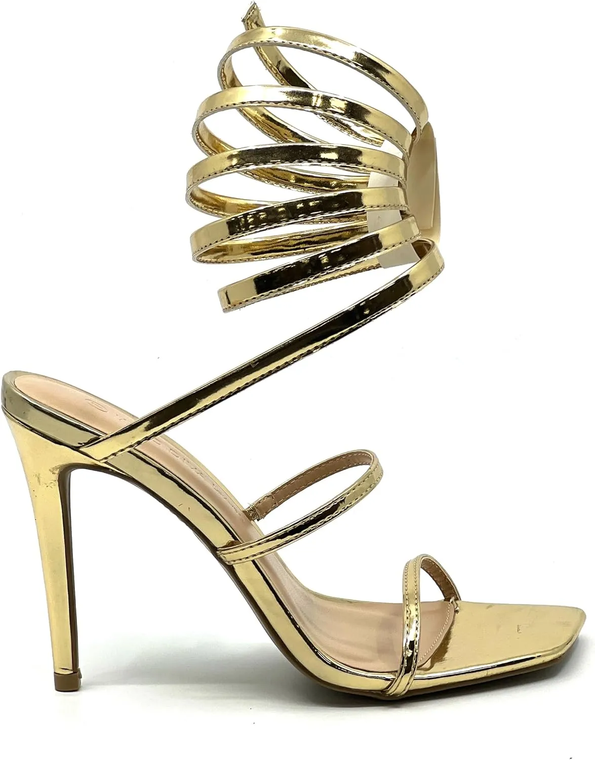 Wild Diva Women's Spiral Ankle Wrap Strap High Heel Sandals