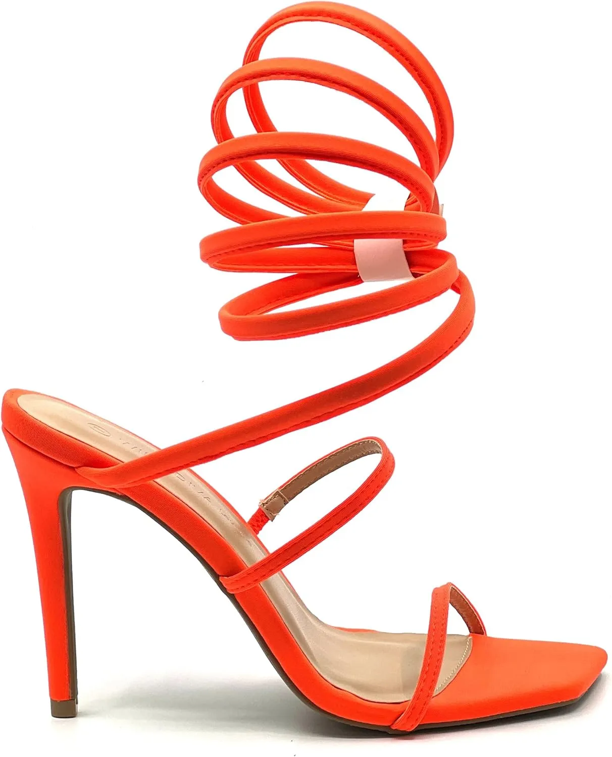 Wild Diva Women's Spiral Ankle Wrap Strap High Heel Sandals