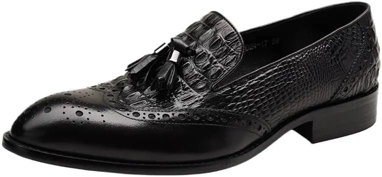 with Tassel Luxury Shoes Men Casual Shoes Pointed Toe Men Dress Shoes Men's Slip on Dress Loafers Formal Shoes Office Formal Oxfords