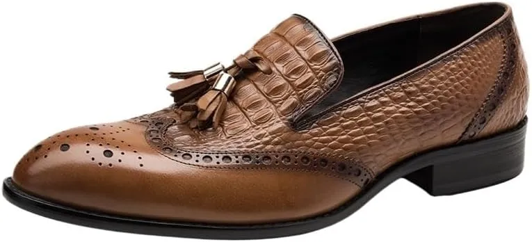 with Tassel Luxury Shoes Men Casual Shoes Pointed Toe Men Dress Shoes Men's Slip on Dress Loafers Formal Shoes Office Formal Oxfords