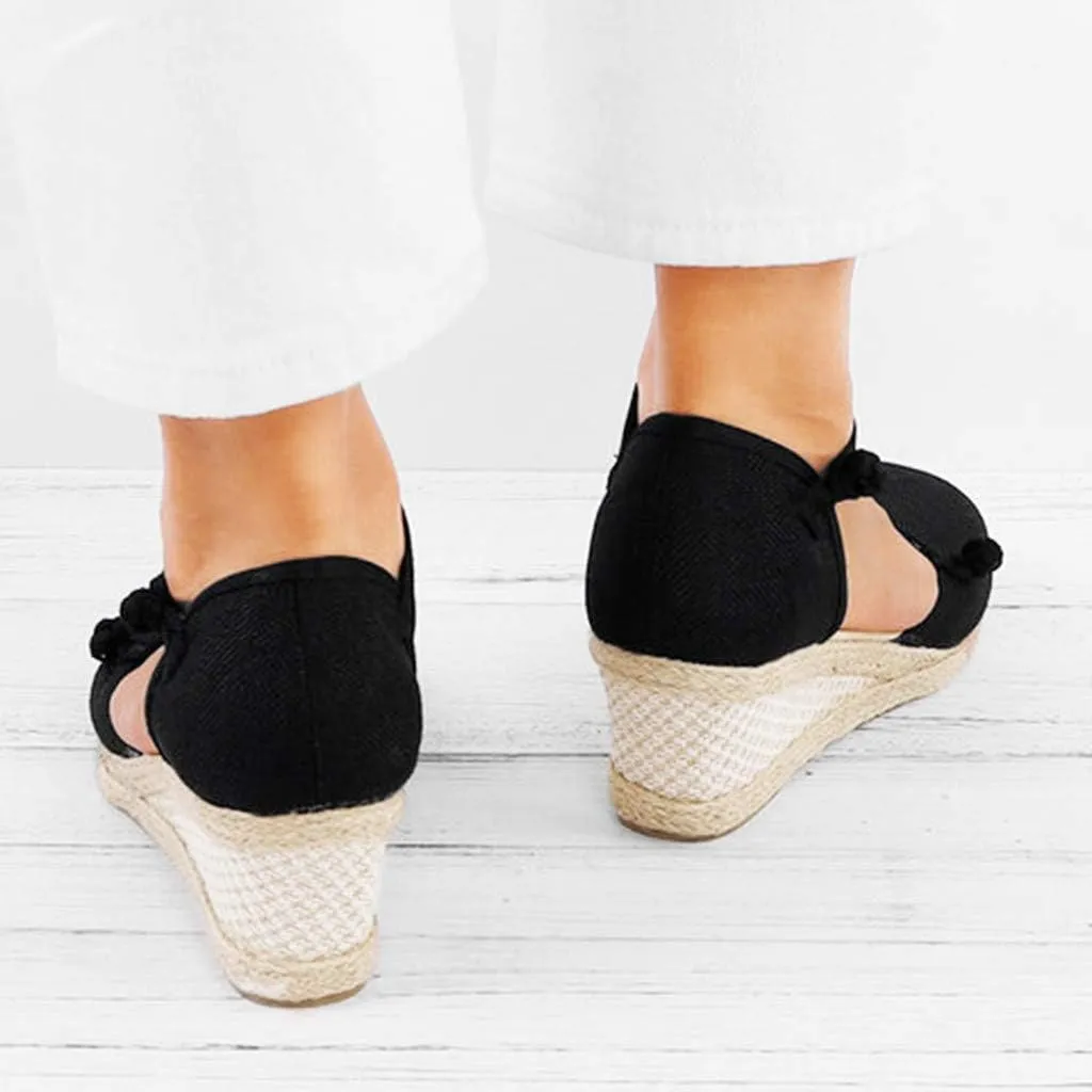 Women Ladies Retro Canvas Wedge Round Toe Casual Sandals Singles Shoes Sandals Platform Dirty Laundry for Women