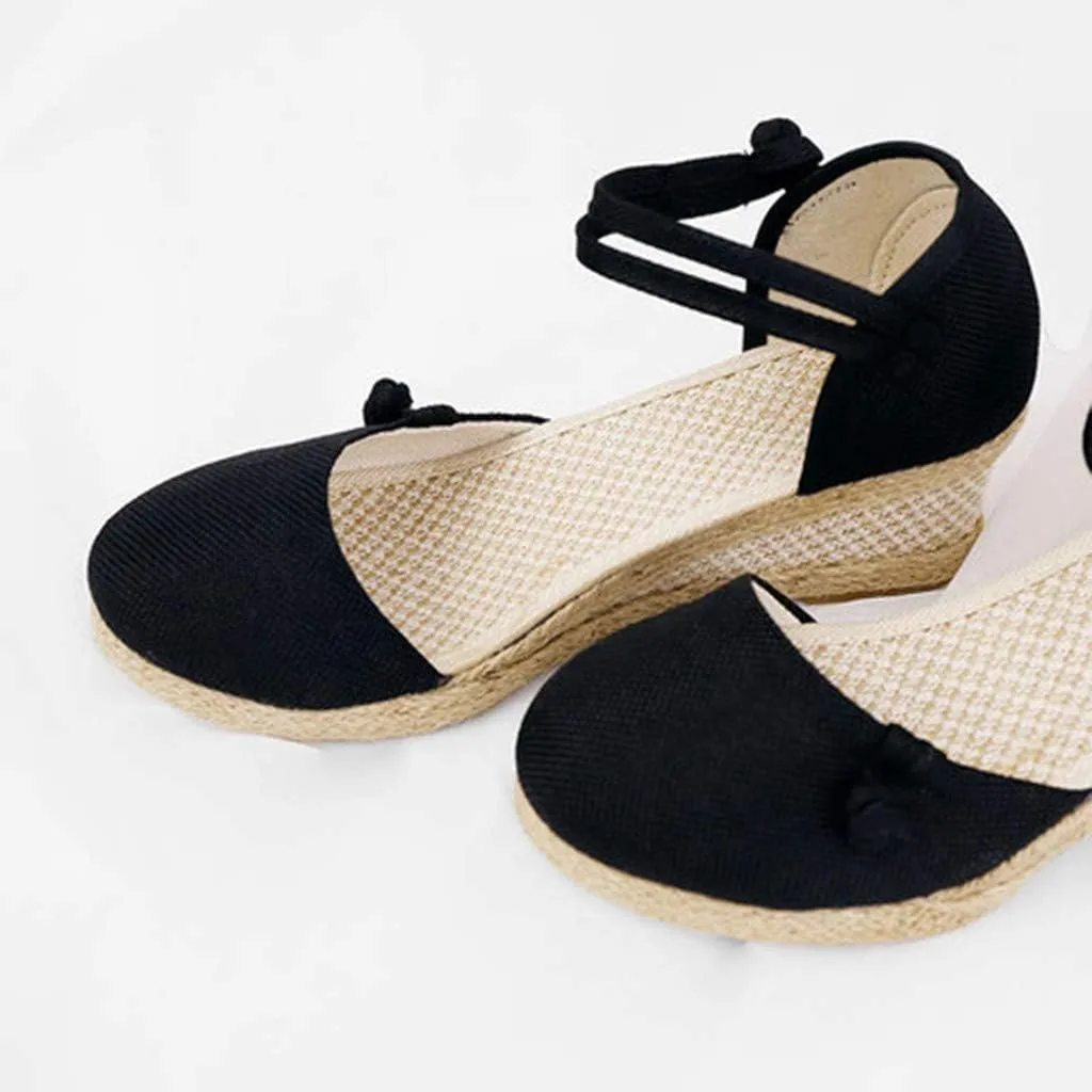 Women Ladies Retro Canvas Wedge Round Toe Casual Sandals Singles Shoes Sandals Platform Dirty Laundry for Women