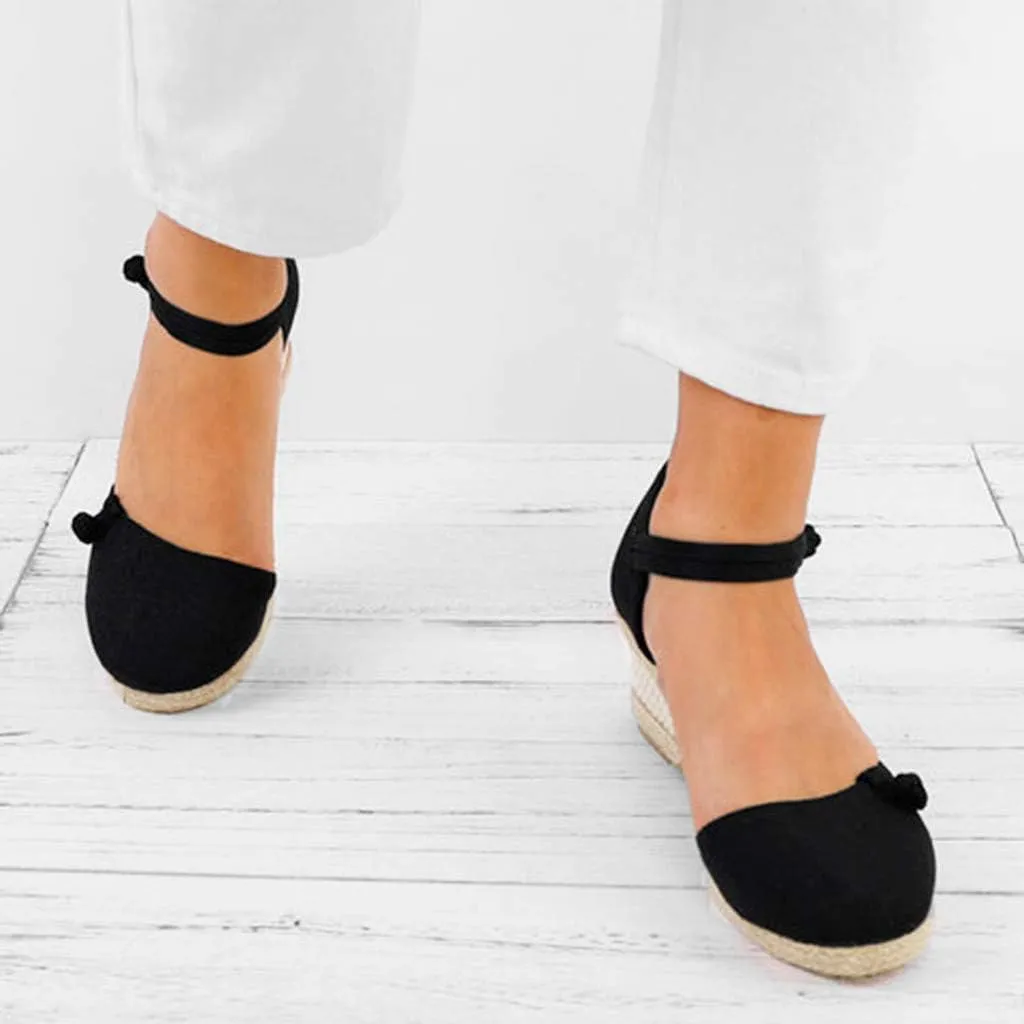 Women Ladies Retro Canvas Wedge Round Toe Casual Sandals Singles Shoes Sandals Platform Dirty Laundry for Women