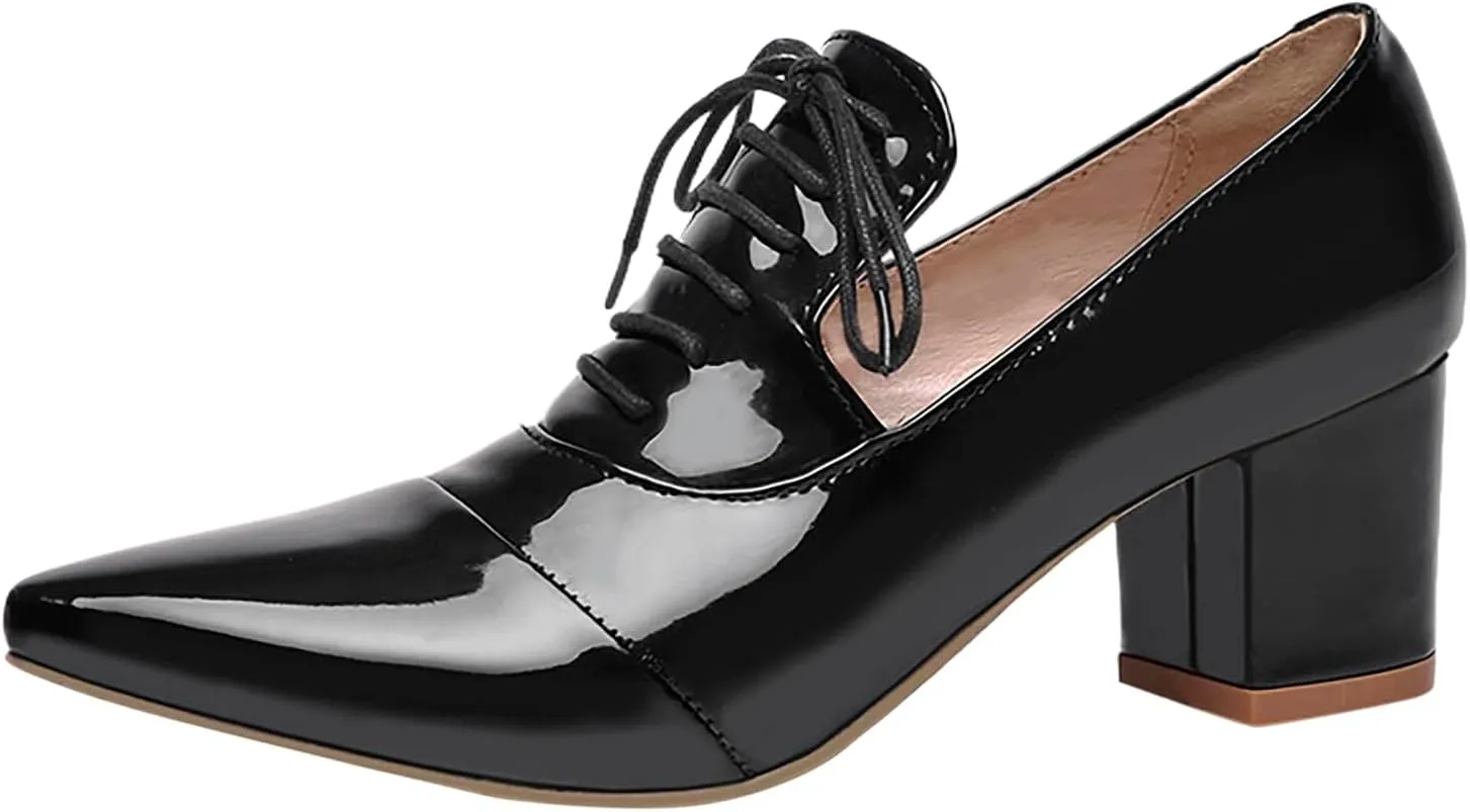 Women Pointed Toe Heels Women's Pumps Chunky Block Heels Loafers Dress Work Shoes for Business