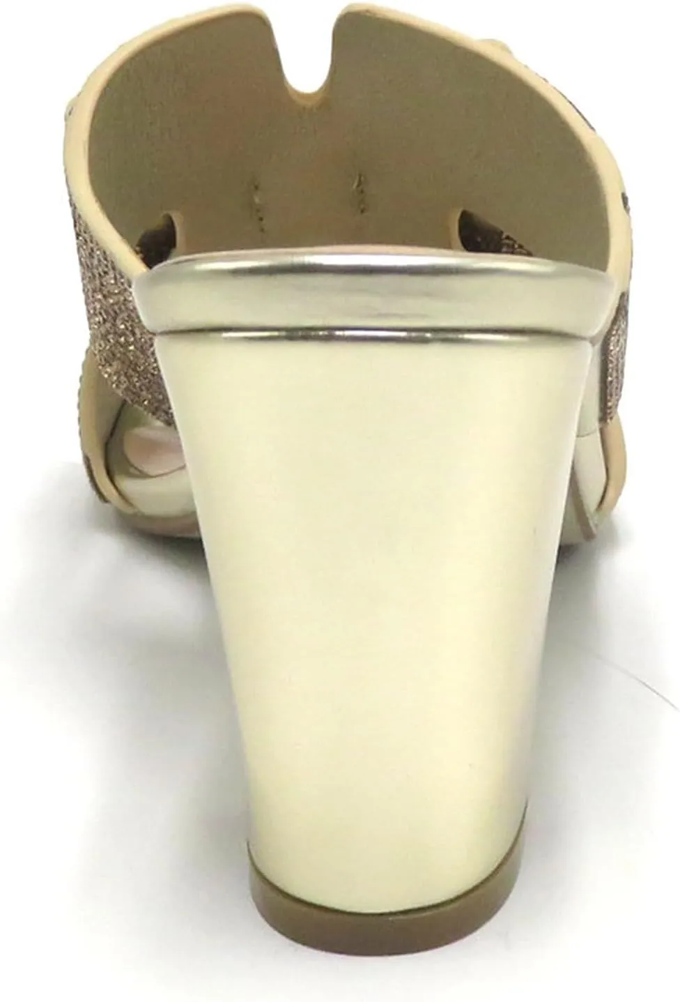 Women Rhinestone Heels Sandals Chunky Block Heels Slip on Sandals