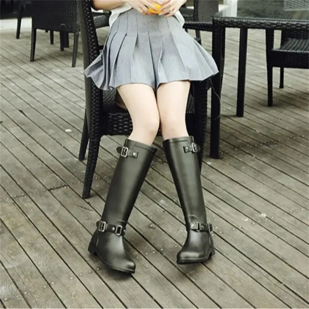 Women's Boots Rain For High Top Shoes High Shoes Zipper Knee-Length Boots