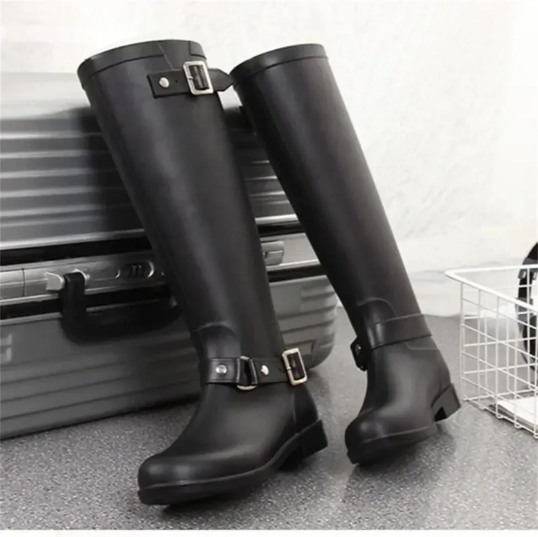 Women's Boots Rain For High Top Shoes High Shoes Zipper Knee-Length Boots