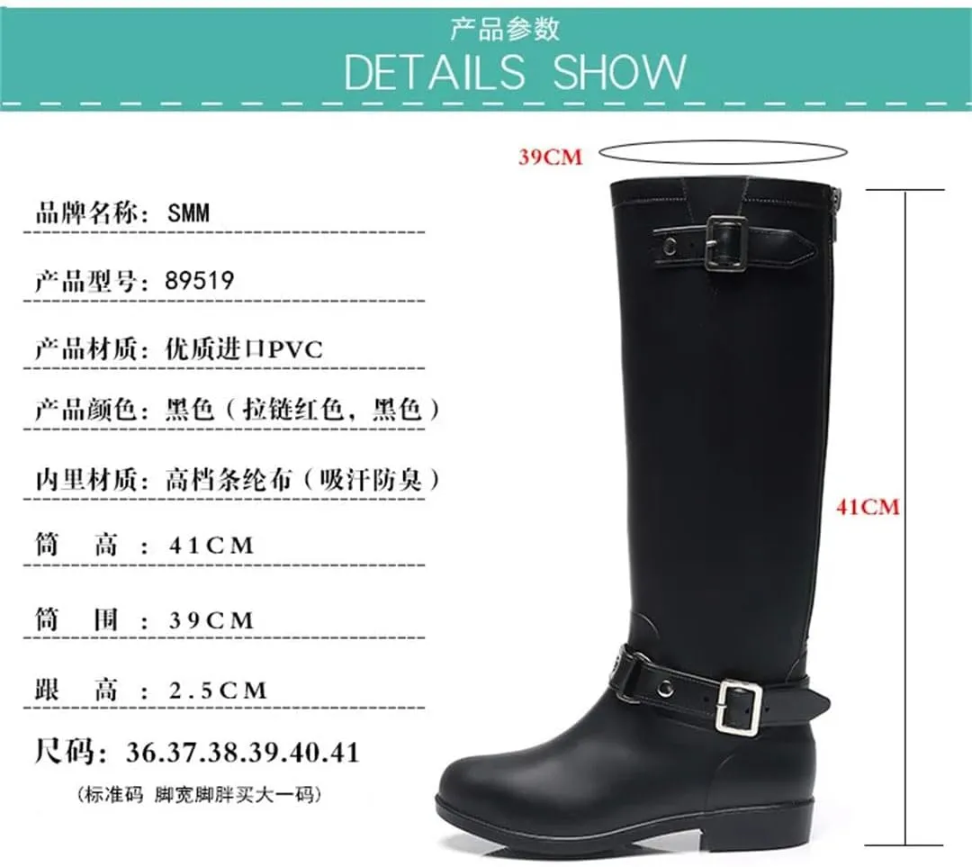Women's Boots Rain For High Top Shoes High Shoes Zipper Knee-Length Boots