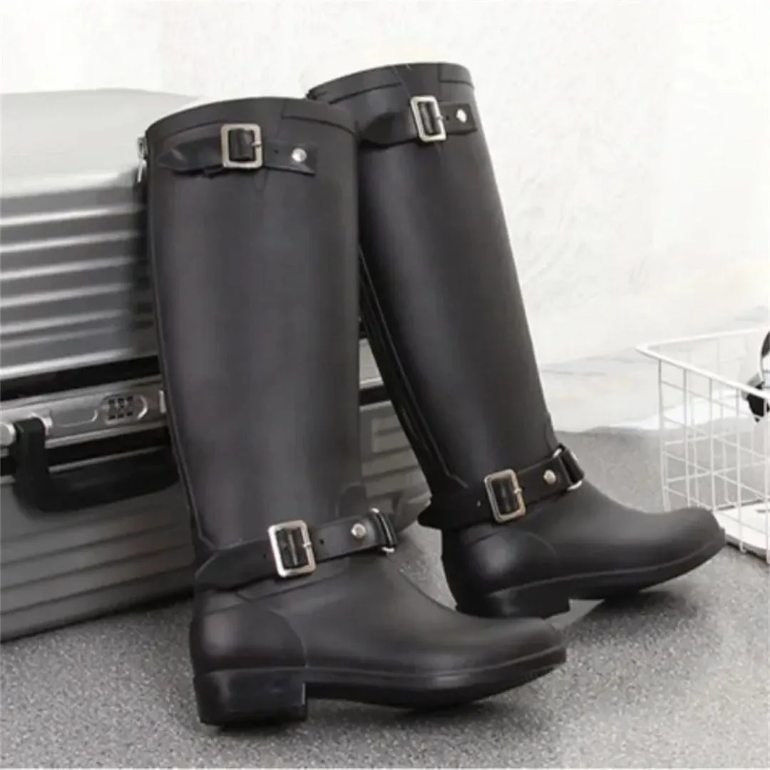 Women's Boots Rain For High Top Shoes High Shoes Zipper Knee-Length Boots