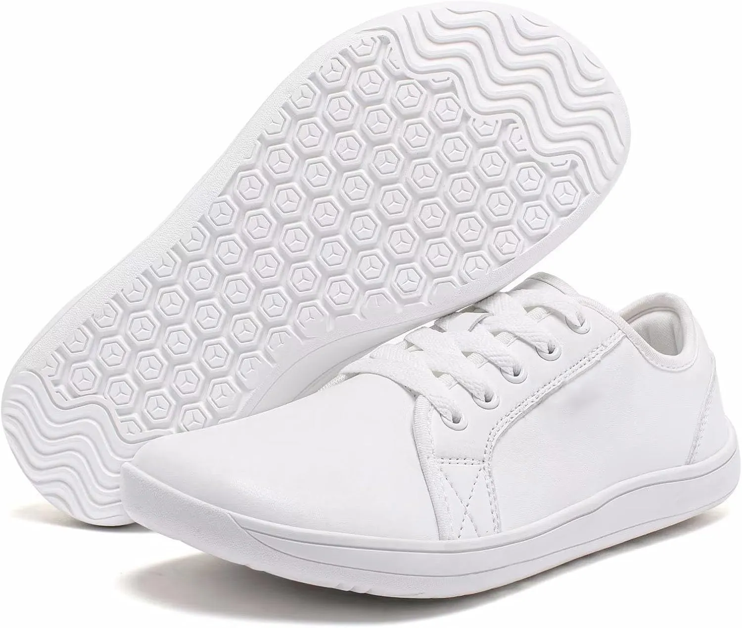 Women's Breathable Casual Shoes Fashion Solid Color Breathable Lace up Leather Summer Comfortable Outdoor Walking Running Sneakers for Women