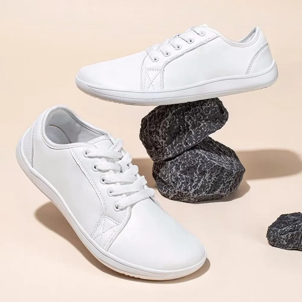 Women's Breathable Casual Shoes Fashion Solid Color Breathable Lace up Leather Summer Comfortable Outdoor Walking Running Sneakers for Women