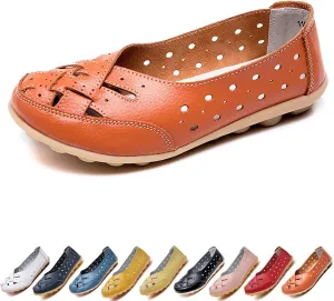 Women's Breathable Slip on Soft Sole Leather Shoes, Womens Orthopedic Loafers in Breathable Leather