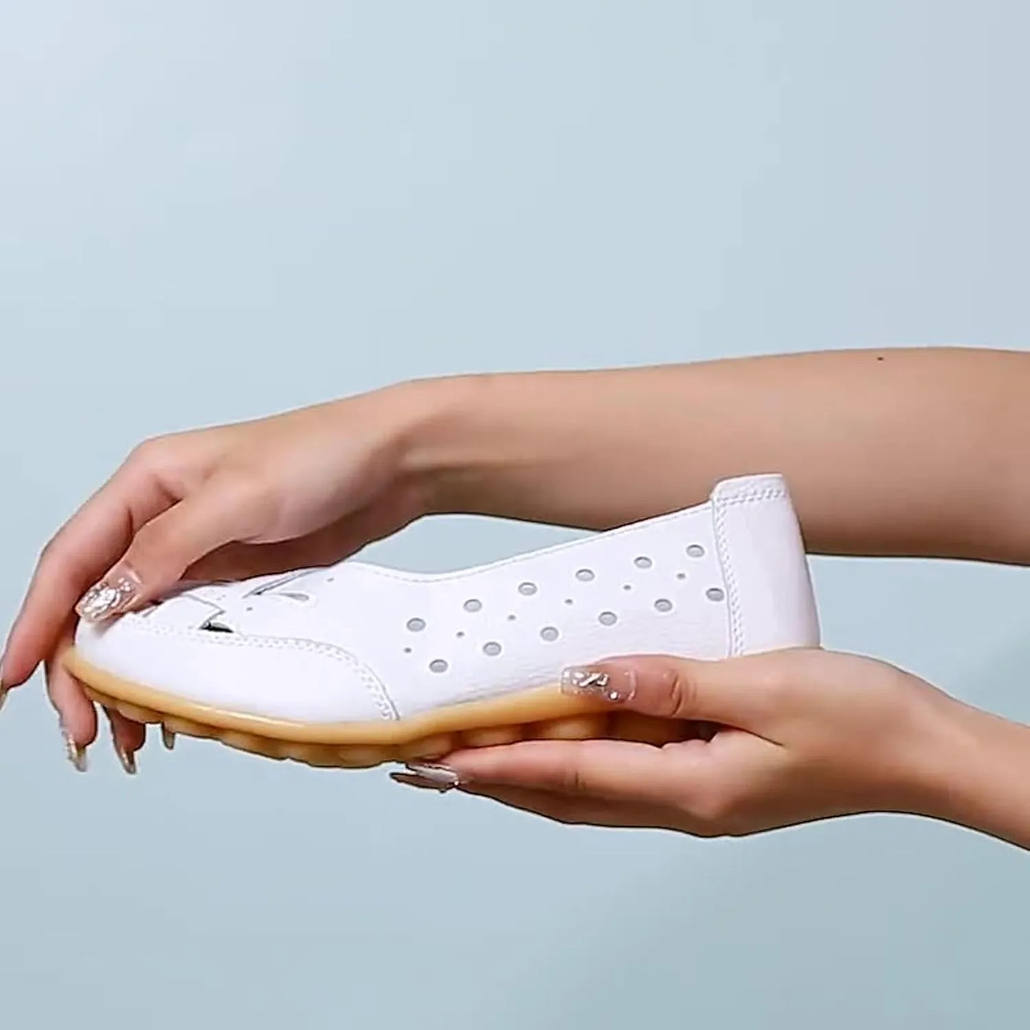 Women's Breathable Slip on Soft Sole Leather Shoes, Womens Orthopedic Loafers in Breathable Leather