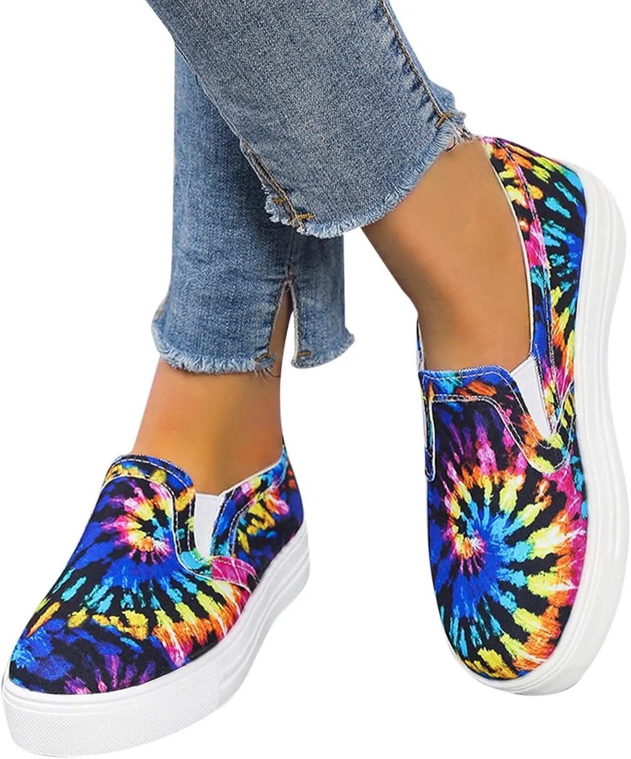 Women’s Canvas Shoes Fashion Print Walking Shoes Convenient Slip On Walking Shoes Low Top Casual Shoes for Women