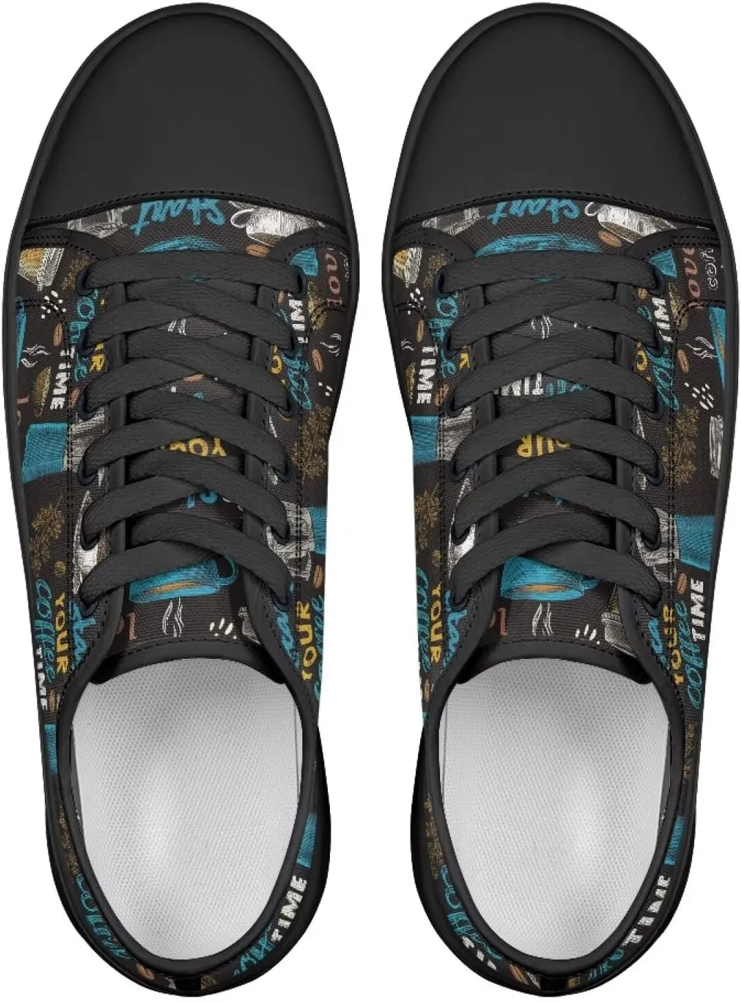 Women's Canvas Slip On Shoes Fashion Canvas Casual Sneakers Lightweight Soft Tennis Shoe Size 6-13.5 Black Sole
