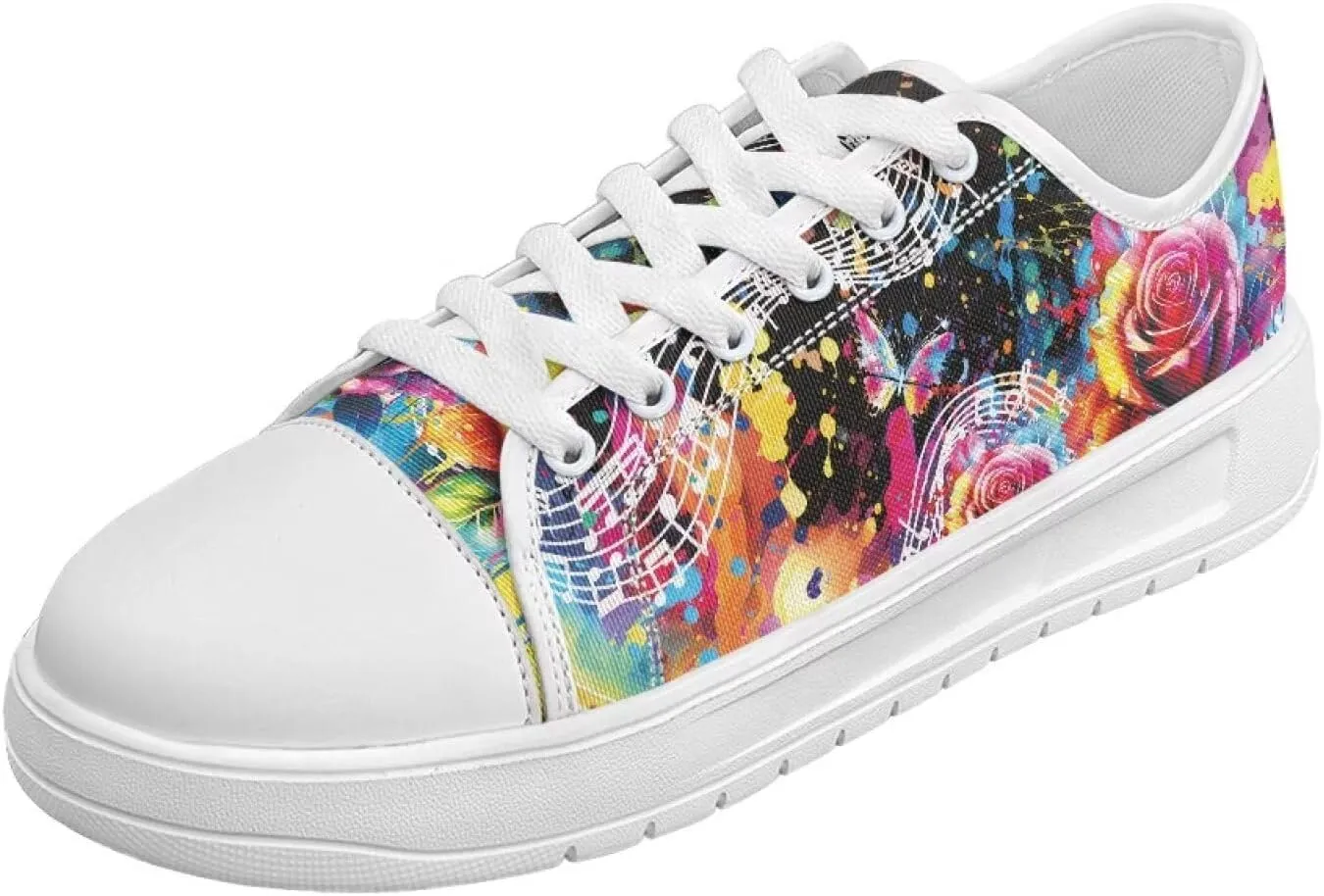 Womens Canvas Sneakers Lightweight Lace Up Fashion Comfortable Canvas Shoes Low Top Slip On Casual Tennis Walking Footwear