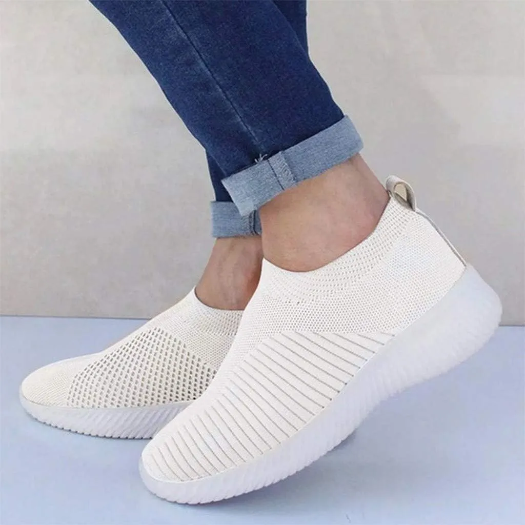 Womens Elastic Slip On Shoes Casual Walking Sneakers Lightweight Canvas Comfortable Flats Non Slip Loafers