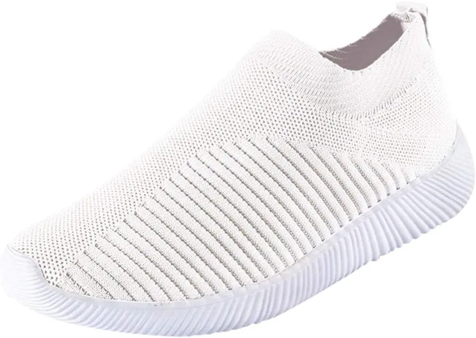 Womens Elastic Slip On Shoes Casual Walking Sneakers Lightweight Canvas Comfortable Flats Non Slip Loafers