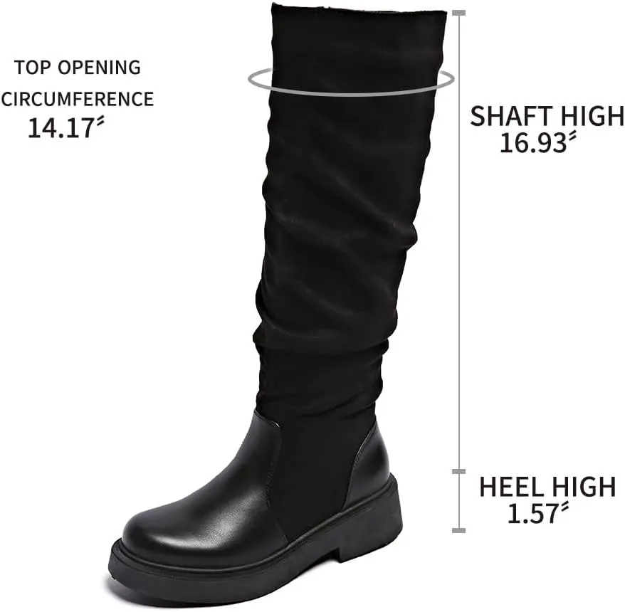 Women's Fashionable Chunky Heel Riding Boots with Side Zipper -Durable & Stylish