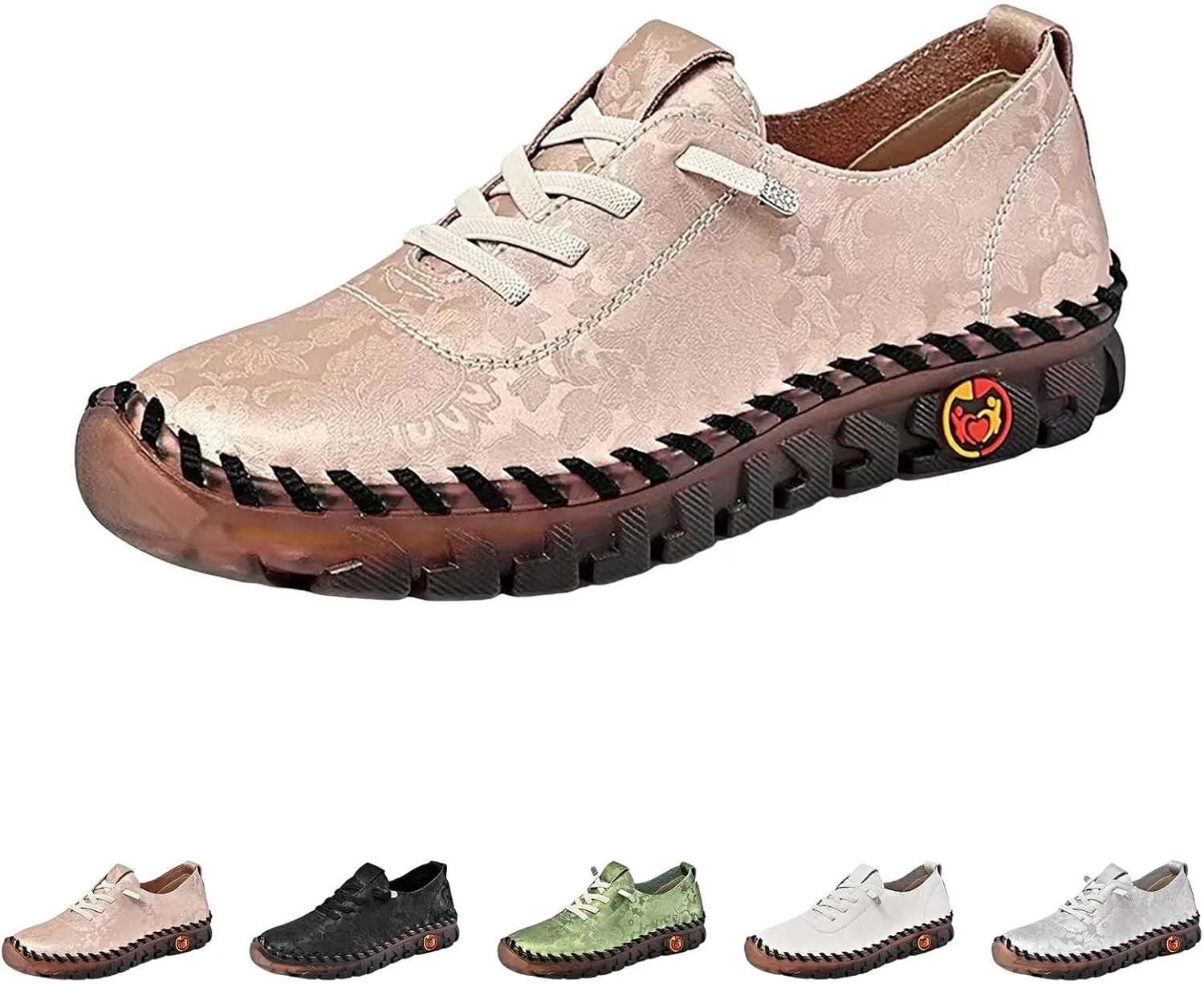 Women's Leather Soft Casual Breathable Walking Running Shoes Comfortable Tennis Shoes Flat Bottom Loafers Non Slip Summer Spring Women's Sneakers