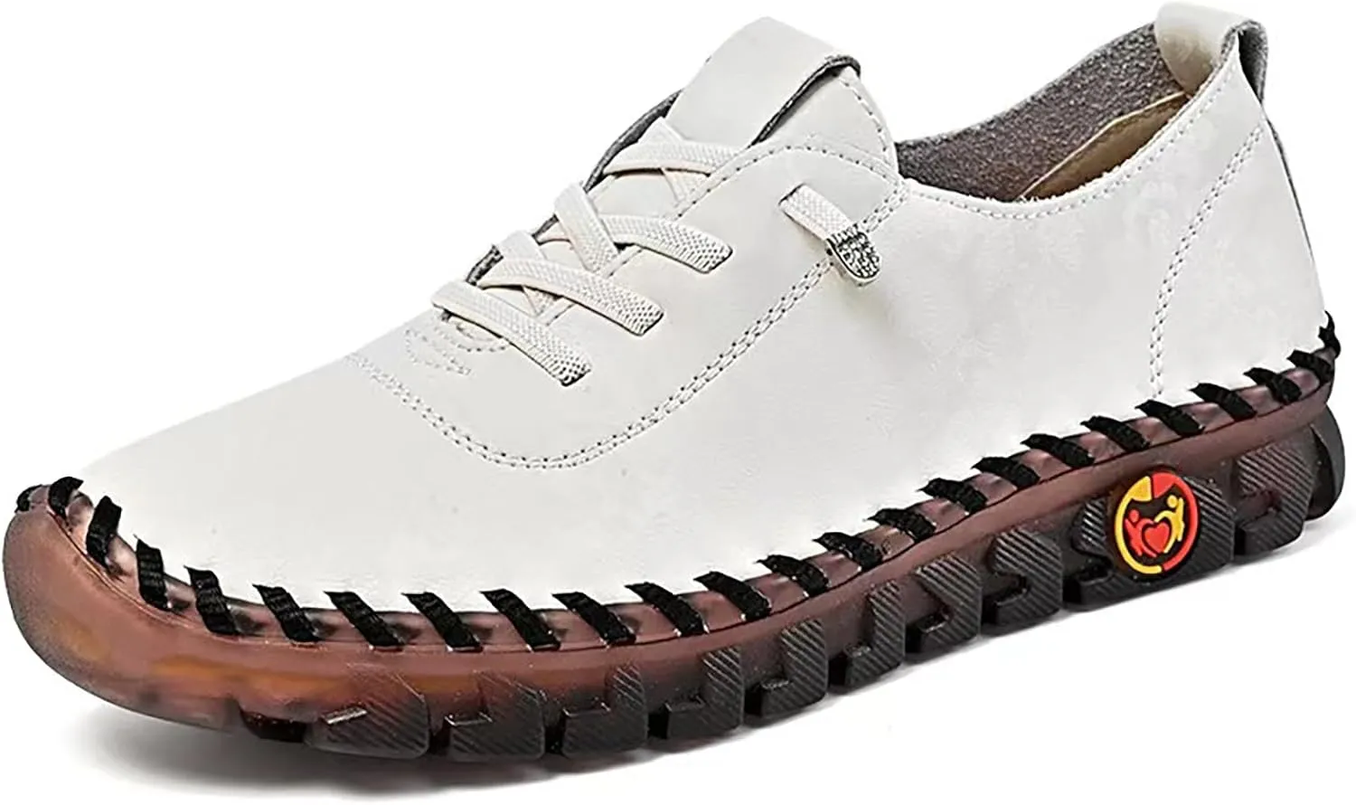 Women's Leather Soft Casual Breathable Walking Running Shoes Comfortable Tennis Shoes Flat Bottom Loafers Non Slip Summer Spring Women's Sneakers