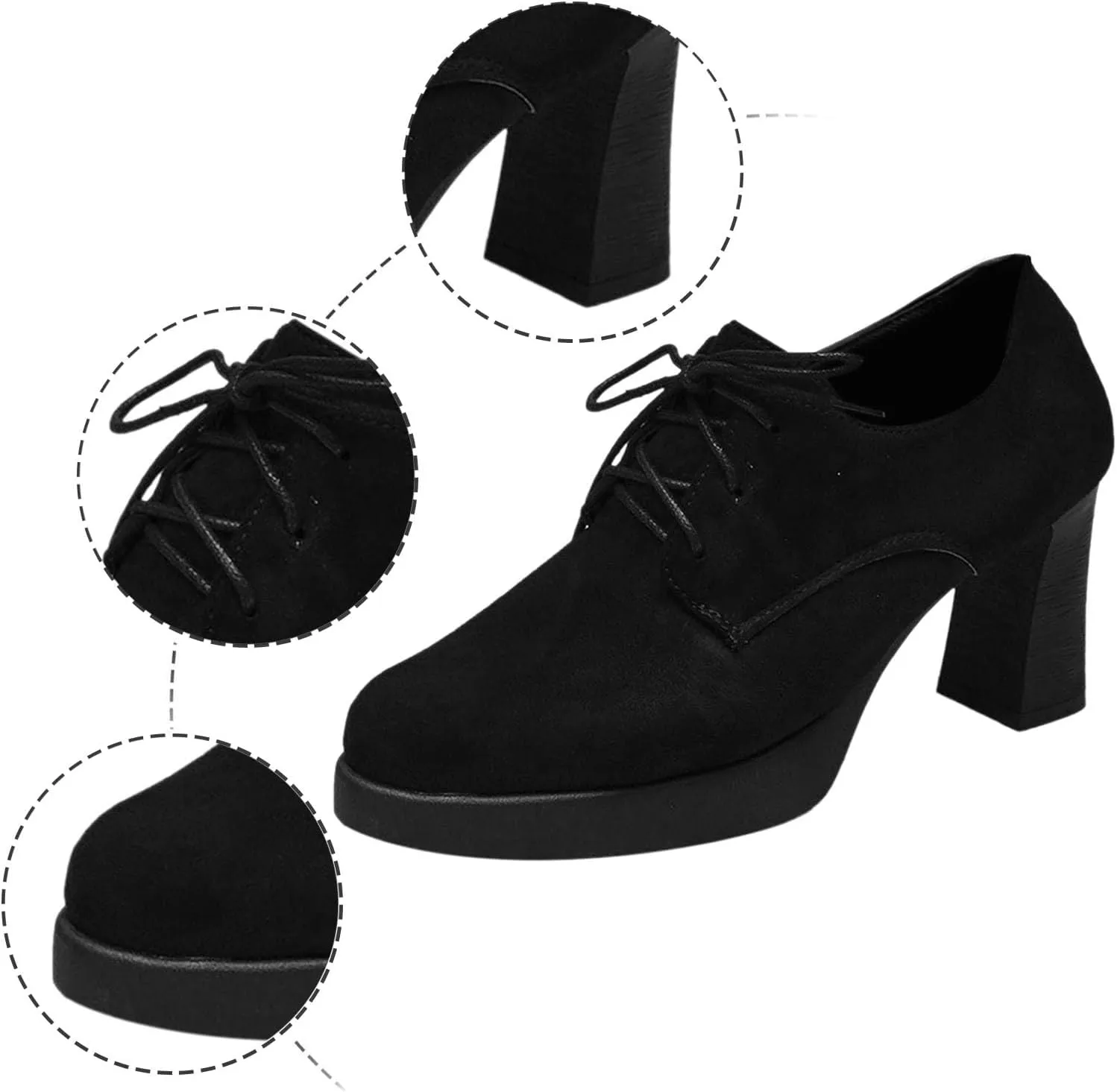 Women's Low Chunky Block Heels Pumps Comfortable Slip-on Heeled Loafers Closed Pointed Toe Heel Pumps