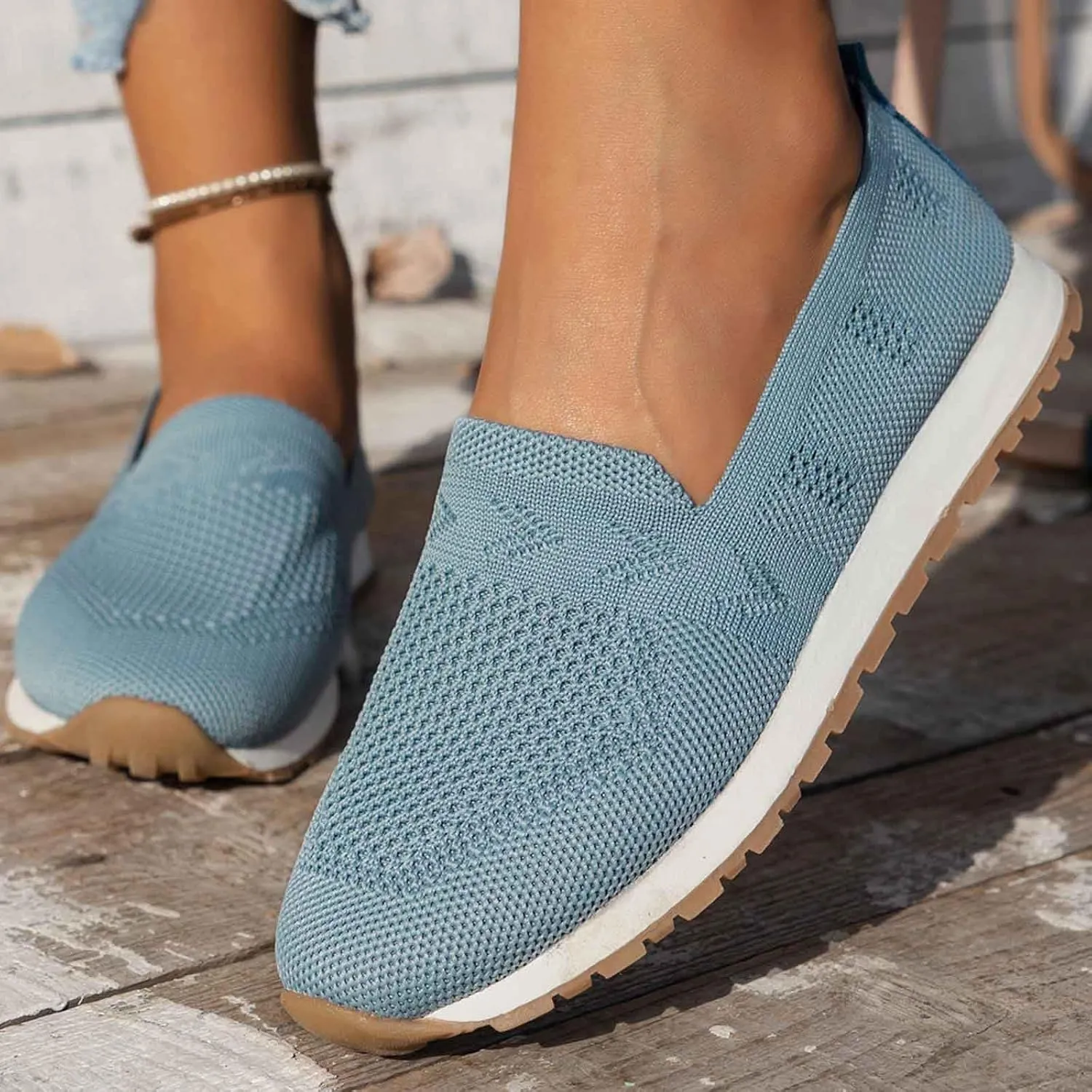 Women's Slip On Travel Soft Sole Comfortable Shoes Outdoor Solid Mesh Fashion Business Casual Shoes for Women Wedges