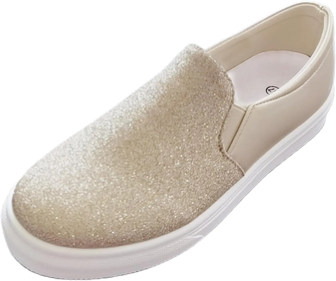 Women's Slip On Walking Shoes Flat Bottom Sequins Canvas Shoes Arch Support Orthopedic Low Top Loafer Shoes